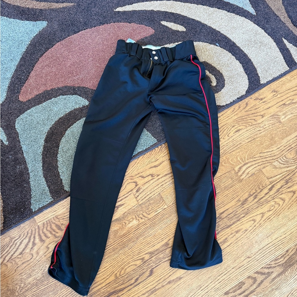 Men's Black Pants with Red Stripe Baseball pants